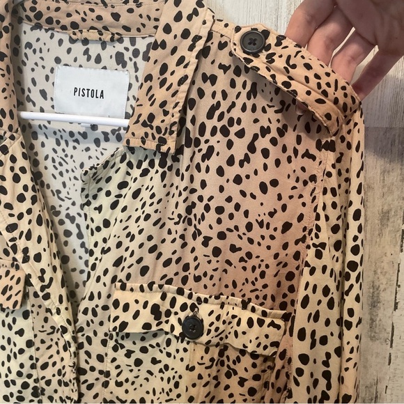 PISTOLA Kaine Cropped Military Blouse Wild Spots- Size L - Picture 10 of 11